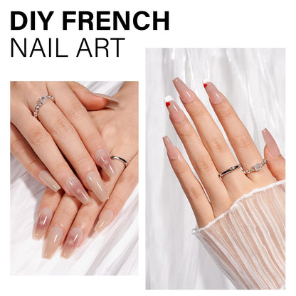AILLSA RealFit Nude Tone Mixed Color Press On Nails – 4-in-1 Pre-Shaped Medium Coffin Full Cover, 140 PCS