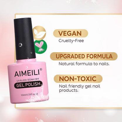 AIMEILI HEMA-FREE Rubber Base Gel Kit – 6x10ml, 4-in-1 Nail Gel for UV/LED Cures