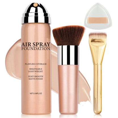 AIUEO Airbrush Foundation Spray for Mature Skin – Lightweight Full Coverage, Natural Matte Finish, Shade 05 Light
