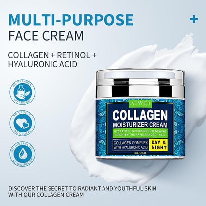 AIWEI Face Moisturizer Collagen Cream – Hydrating Day & Night Cream with Retinol + Hyaluronic Acid