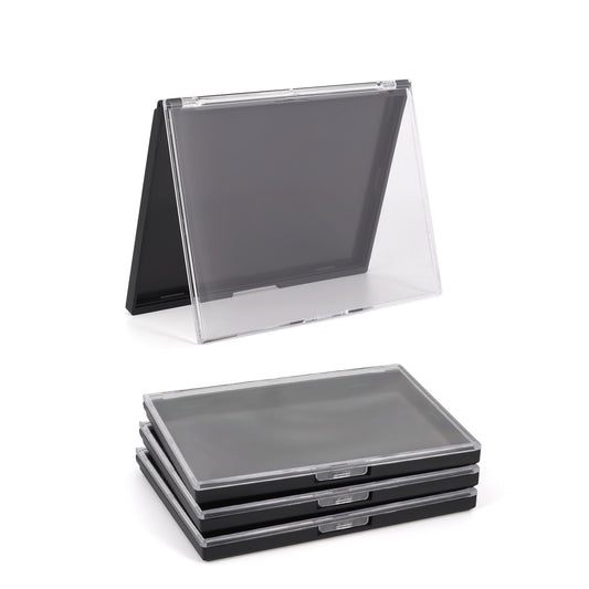 AJLTPA Magnetic Makeup Palette Empty – Clear Top 3-Pack with 60 Adhesive Metal Stickers (5.7 x 4.3 in)
