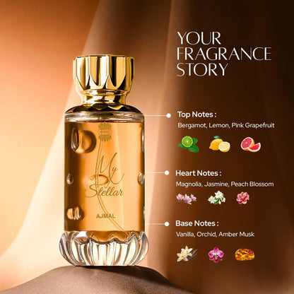 Ajmal My Stellar Eau de Parfum for Women – 100 ml | Long-Lasting Musky Fragrance | Made in Dubai