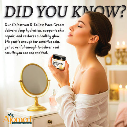 Colostrum & Tallow Face Moisturizer – Dry Skin, Fine Lines & Aging | AJOMED COSMETICS
