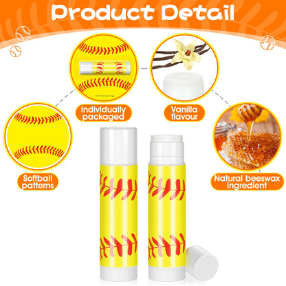 AKAIXI 24-Pack Softball Chapstick – Beeswax Lip Balm with Vanilla Flavor