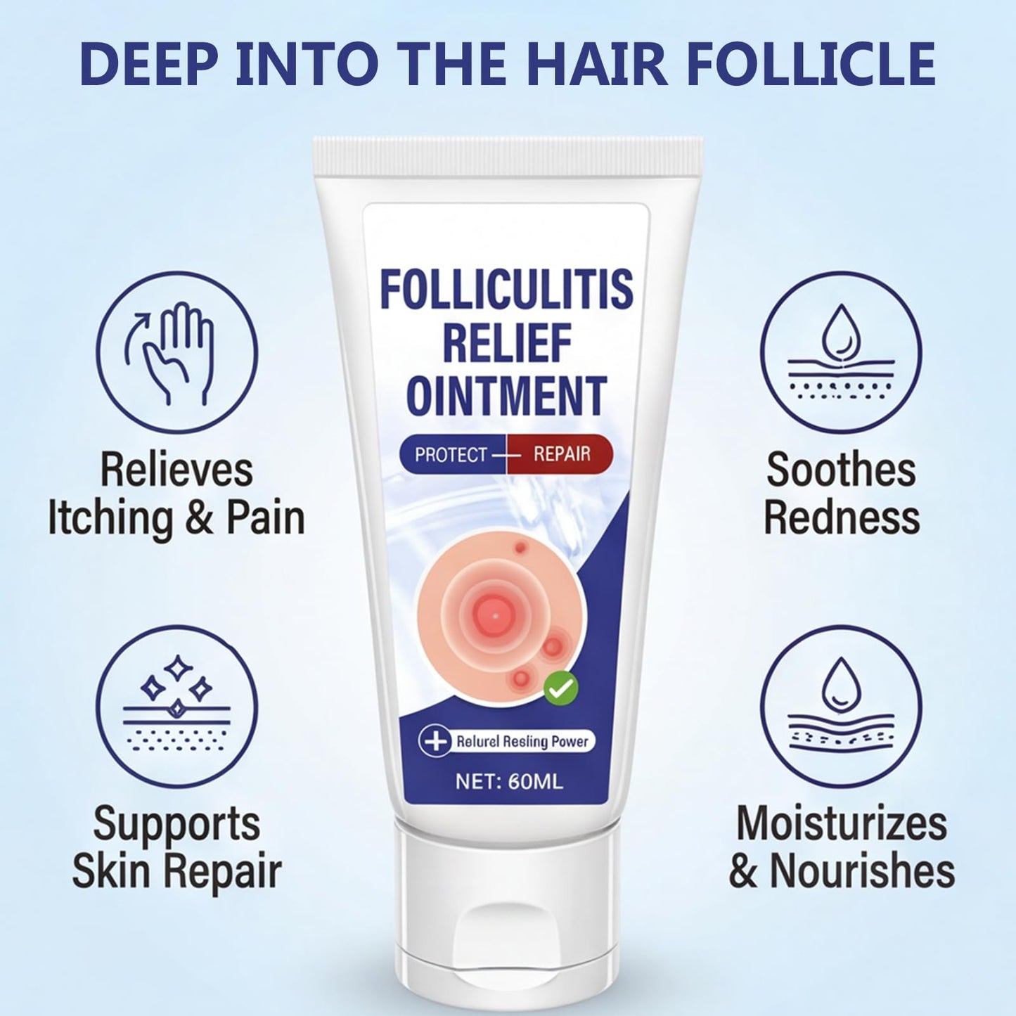AKQBPN Folliculitis Treatment Cream - Soothes Itching & Redness | Natural, Non-Irritating Formula | 2oz