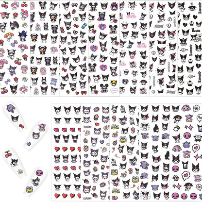 12-Pics 3D Cute Cartoon Nail Stickers by Akutoer | Kawaii Nail Charms & Anime Decals