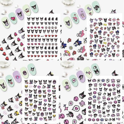 12-Pics 3D Cute Cartoon Nail Stickers by Akutoer | Kawaii Nail Charms & Anime Decals