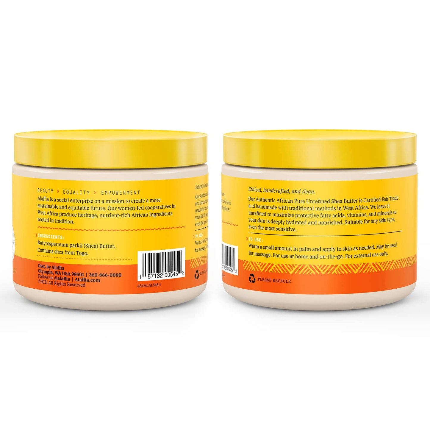 Alaffia Everyday Shea Authentic Shea Butter – Unscented, 2-Pack, 11 oz Each