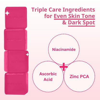 Alaskacube Rose Glow Perfumed Shower Bar – 3 x 4.93 oz Rose Scented Body Wash for Radiance
