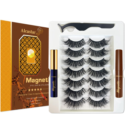 Alcastar+ Magnetic Eyelashes with Eyeliner Kit – Easy, Reusable Mink Lashes