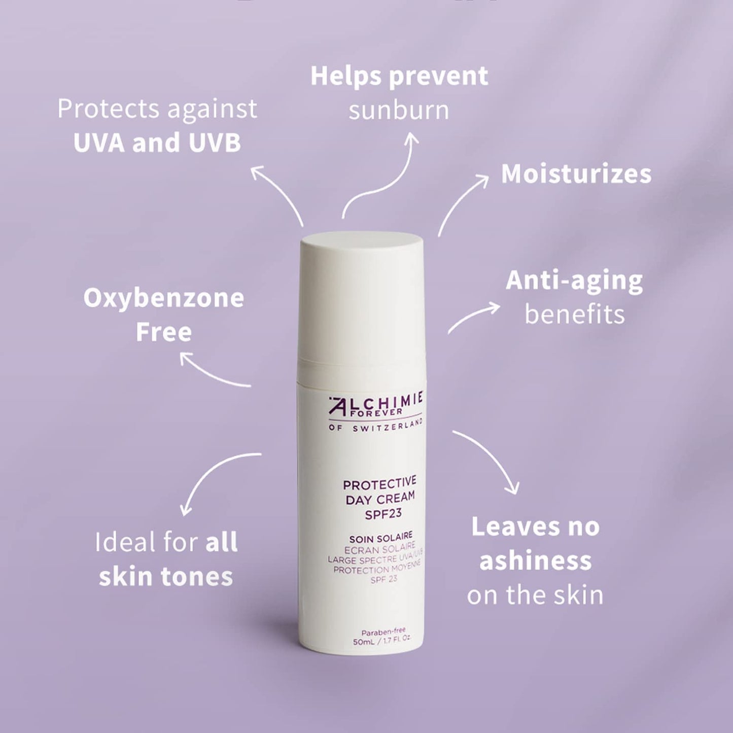 Alchimie Forever Protective Day Cream SPF 23 – Benzene-Free, UVA/UVB Defense & Hydration | 1.7 fl oz