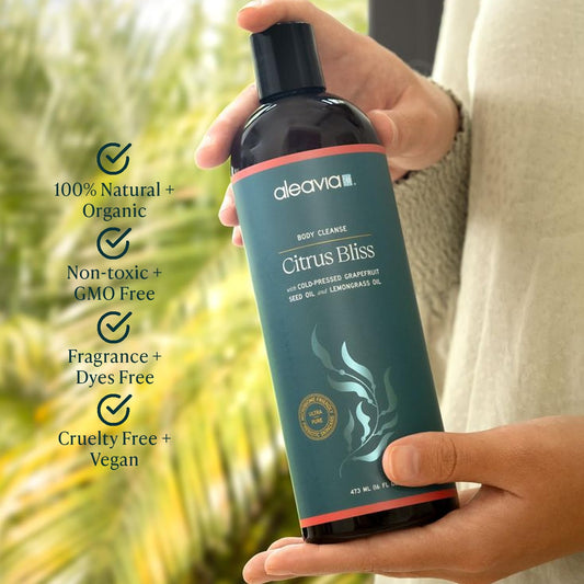 Aleavia Citrus Bliss Body Cleanse – Organic Prebiotic Body Wash for Balanced Skin Microbiome | 16 Oz