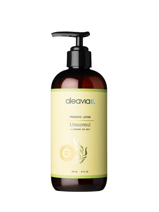 Aleavia Unscented Prebiotic Body Lotion – Fragrance-Free, Sulfate-Free All-Natural Moisturizer for Sensitive Skin | 12 oz