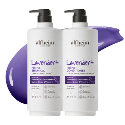 ALFHEIM Lavender+ Purple Shampoo & Conditioner Set for Blonde, Silver & Color-Treated Hair – Hydrates & Restores Cool Radiance – 33.8 oz x 2, Sulfate-Free