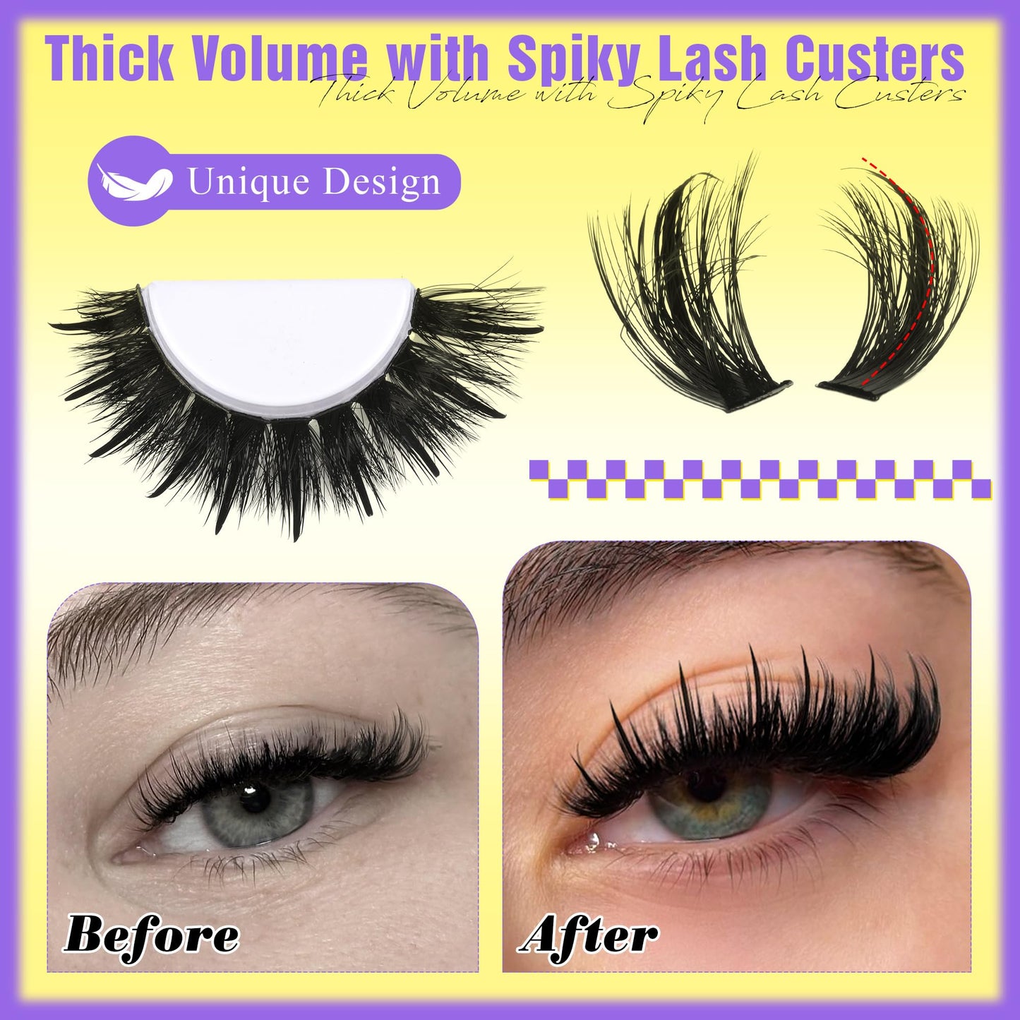 ALICE Wispy Lash Clusters Kit 100D – D-Curl Manga Lashes, Glue, Tweezers, 228pcs