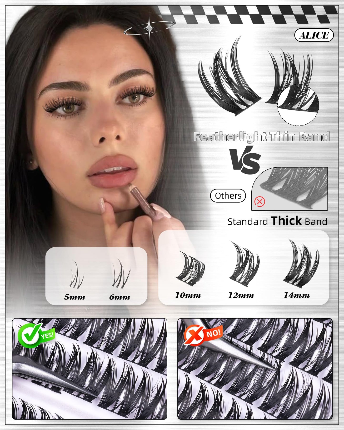 ALICE Flaunt Lash Clusters Kit – Natural Wispy Lash Extensions with Bond & Seal