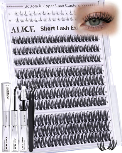 ALICE Flaunt Lash Clusters Kit – Natural Wispy Lash Extensions with Bond & Seal