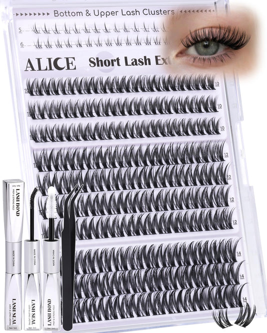 ALICE Flaunt Lash Clusters Kit – Natural Wispy Lash Extensions with Bond & Seal