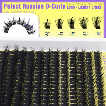 ALICE Wispy Lash Clusters Kit 100D – D-Curl Manga Lashes, Glue, Tweezers, 228pcs