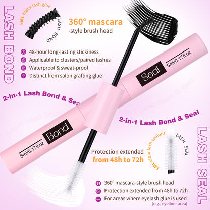 ALICROWN HAIR Manga Lash Clusters Kit – 110 Pcs, 6 Lengths, DIY Bond & Seal