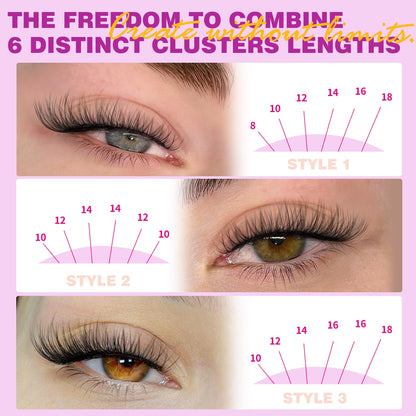 ALICROWN HAIR Natural Lash Clusters Kit – Wispy Lashes with Invisible Band, DIY Bond & Seal, 8mm–18mm