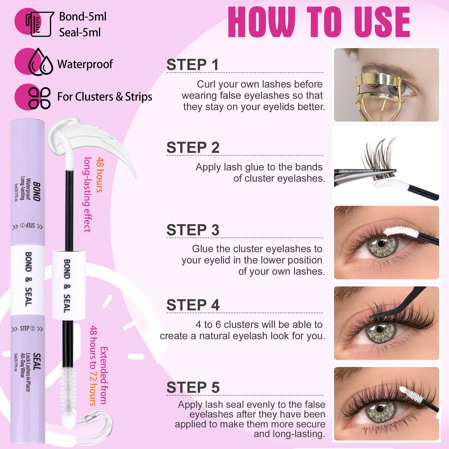ALICROWN HAIR Natural Lash Clusters Kit – Wispy Eyelash Extensions (132 Pcs)