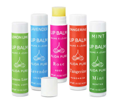 ALIDA PURE Aria Lip Balm Collection – Vegan, Beeswax-Free, Organic Oils (5 Tubes)