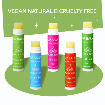 ALIDA PURE Aria Lip Balm Collection – Vegan, Beeswax-Free, Organic Oils (5 Tubes)