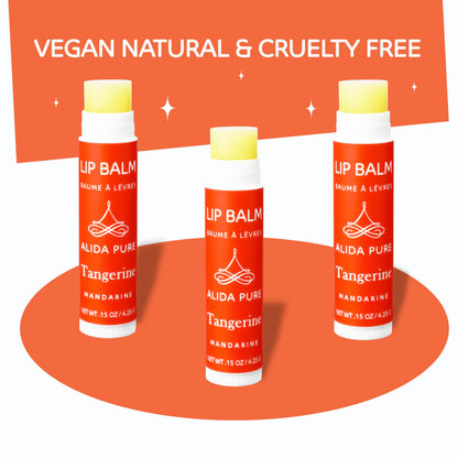 ALIDA PURE Tangerine Lip Balm Set – Vegan, Beeswax Free (3 Tubes)