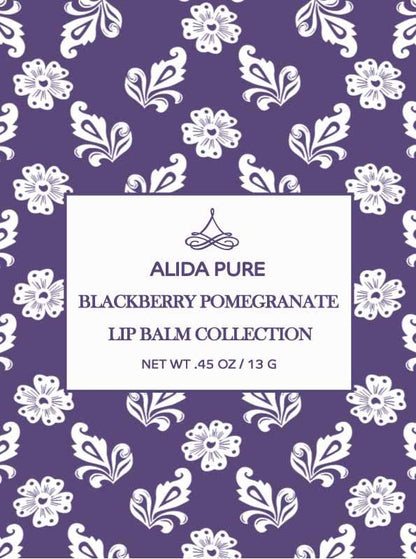 ALIDA PURE Blackberry Pomegranate Lip Balm Collection - Vegan, Beeswax-Free, 3-Tube Set