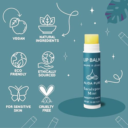ALIDA PURE Duet Lip Balm Collection – Vegan, Beeswax-Free, Jojoba & Avocado Oil (5 Tube Set)