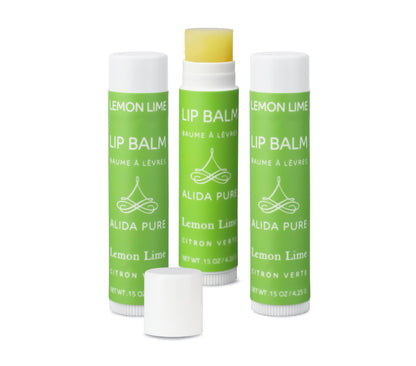 ALIDA PURE Lemon Lime Lip Balm Collection – Vegan, Beeswax-Free, 3-Tube Set
