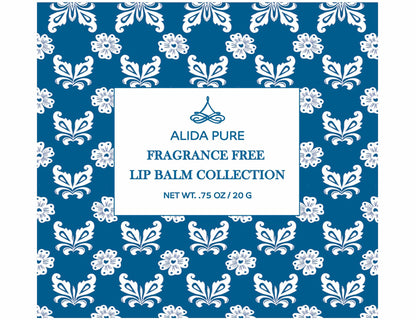 ALIDA PURE Fragrance Free Lip Balm Set – 5 Vegan Tubes, Beeswax Free, Jojoba & Avocado Oils