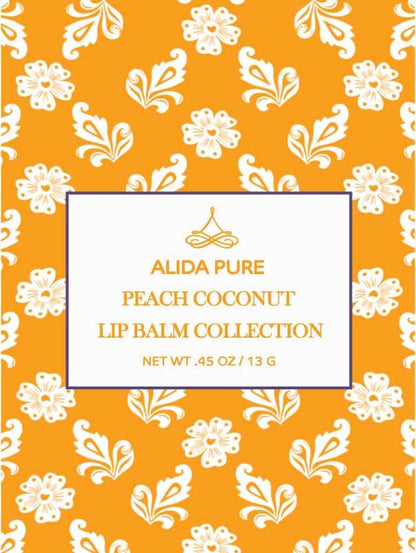 ALIDA PURE Peach Coconut Lip Balm Collection – Vegan, Beeswax Free, 3 Tubes