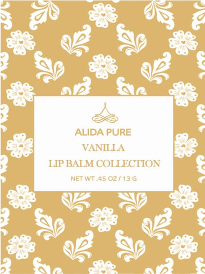 ALIDA PURE Vanilla Lip Balm Collection — Vegan, Beeswax Free, Jojoba & Avocado Oils