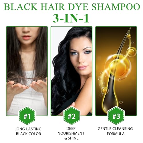 ALIVER Hair Dye Shampoo Black – 3-in-1 Color, Nourish & Growth Promoter 500ml