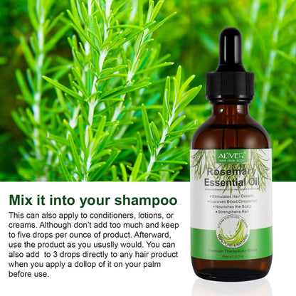 ALIVER Pure Rosemary Essential Oil – 2-Pack for Hair & Scalp Care | 2.02 Fl Oz
