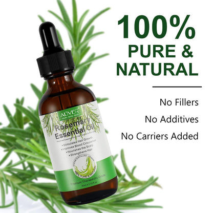 ALIVER Pure Rosemary Essential Oil – 2-Pack for Hair & Scalp Care | 2.02 Fl Oz