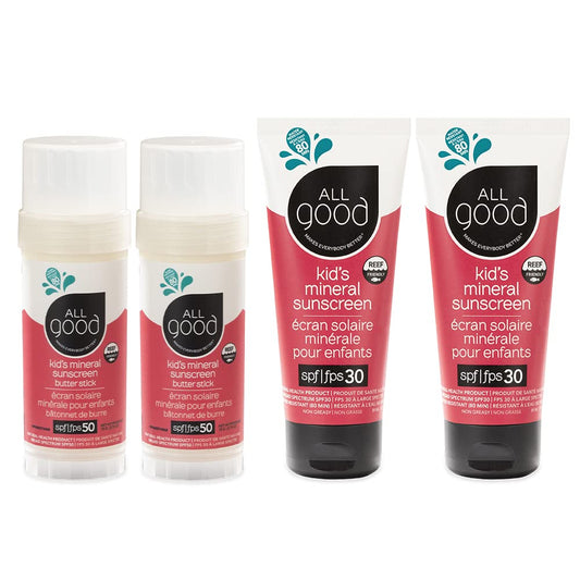 All Good Baby & Kids Mineral Sunscreen – SPF 50 Butter Sticks & SPF 30 Lotion