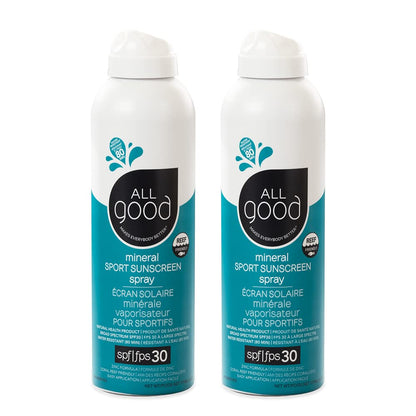 All Good Sport Sunscreen Spray SPF 30 - Broad Spectrum, Water Resistant, Reef Friendly (2-Pack) | All Good Makes Everything Better