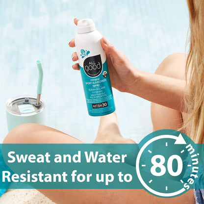 All Good Sport Sunscreen Spray SPF 30 - Broad Spectrum, Water Resistant, Reef Friendly (2-Pack) | All Good Makes Everything Better