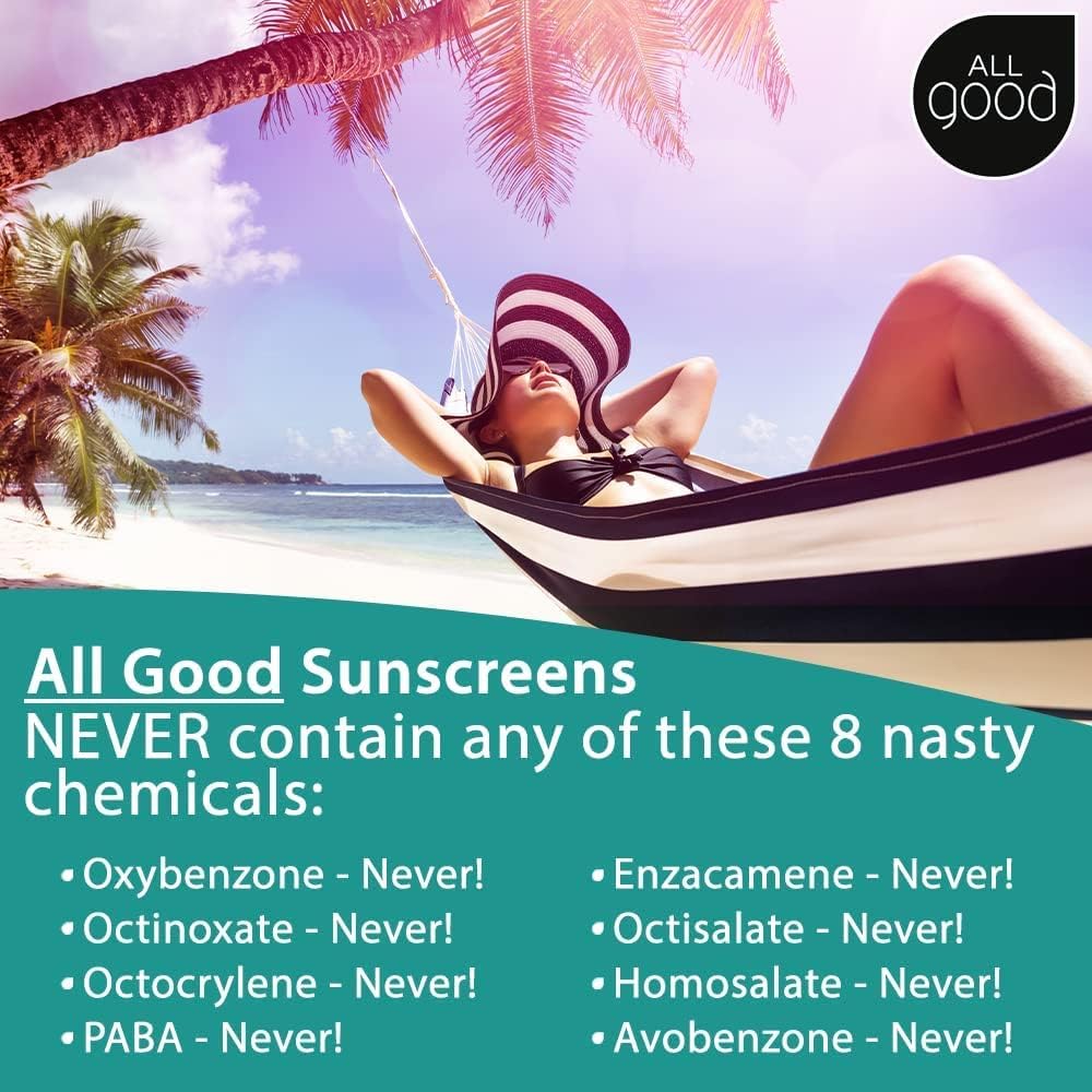 All Good Sunscreen Sport Mineral Lotion SPF 30+ for Face & Body – Reef-Friendly, Water & Sweat Resistant (3 oz)