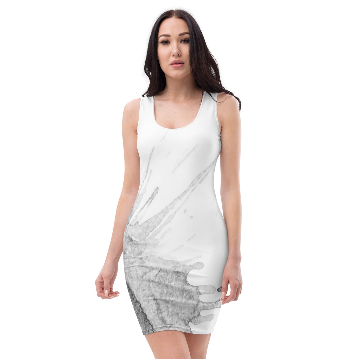 Watercolour Grey Splash - Womens Bodycon Dress