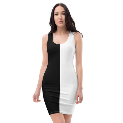 Half Black Half White - Womens Bodycon Dress