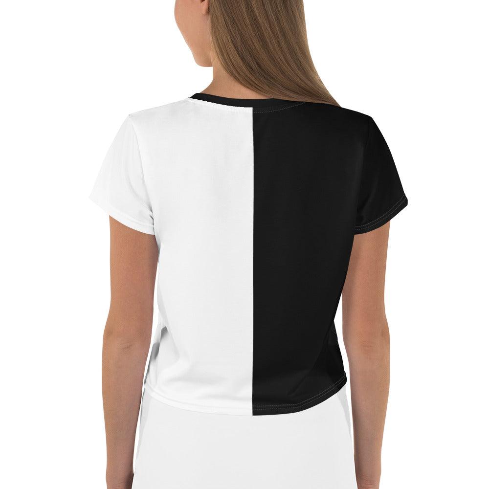 Half Black Half White - Womens Crop Tee