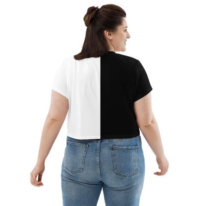 Half Black Half White - Womens Crop Tee