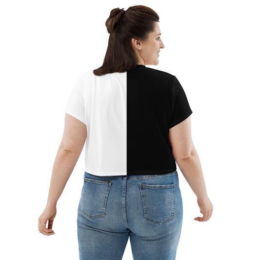 Half Black Half White - Womens Crop Tee
