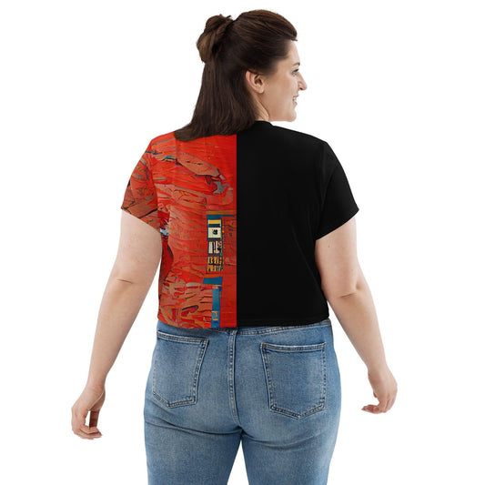 Half Black Half Hónghǎi - Womens Crop Tee