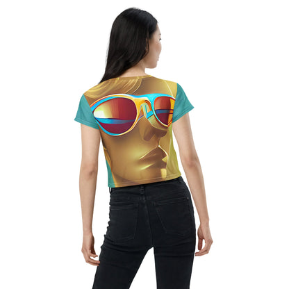 Retro Cool Blue - Womens Crop Tee