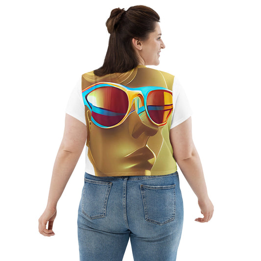 Retro Cool White - Womens Crop Tee